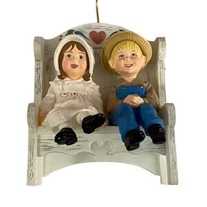Hallmark Our Little Blessings Christmas Ornament Country Children Bench VTG 1995